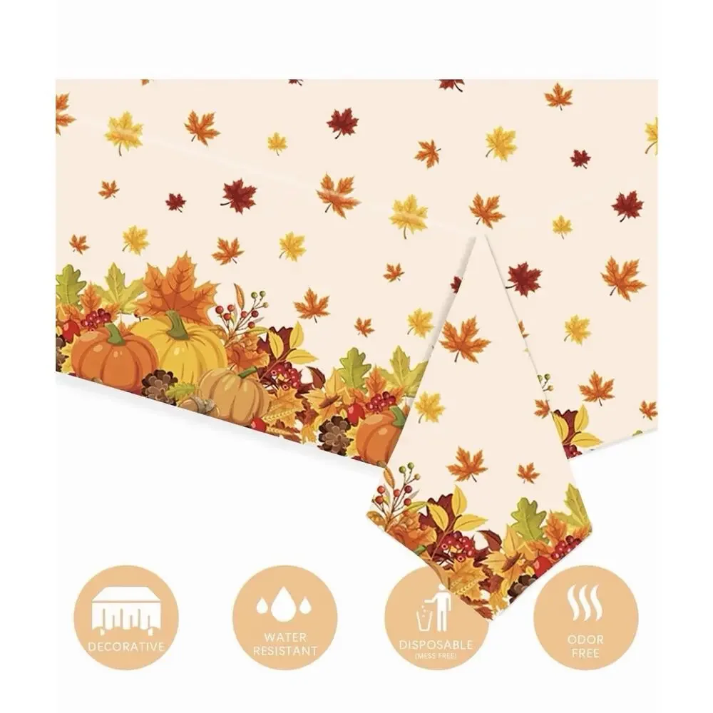 3 Pieces Thanksgiving Disposable Tablecloth, 54 x 108 Inch Rectangle New